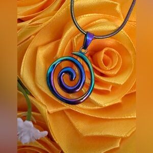 Spiral Vortex Pendant Snake Chain Necklaces Women Men Goth Grunge Aesthetic Punk